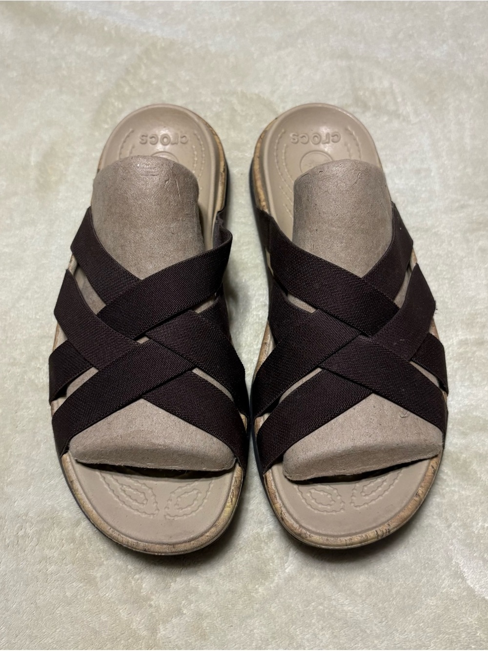 CROCS Women’s Brown Crisscross Slip-On Sandals